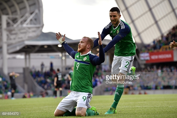 Boyce celebrates scoring for Northern Ireland against New Zealand. (picture: Getty Images / Charles McQuillan)