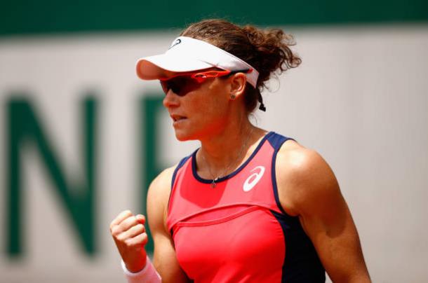 Samanatha Stosur during her French Open loss to Jelena Ostapenko (Getty/Adam Pretty)