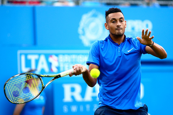 Nick Kyrgios strikes a forehand (Photo: Jordan Mansfield/Getty Images)