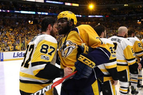 Subban and Crosby shake hands after Game 6/Photo: Bruce Bennett/Getty Images