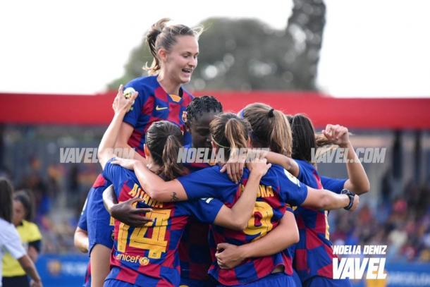 El FC Barcelona Femenino celebrando un gol. FOTO: Noelia Déniz