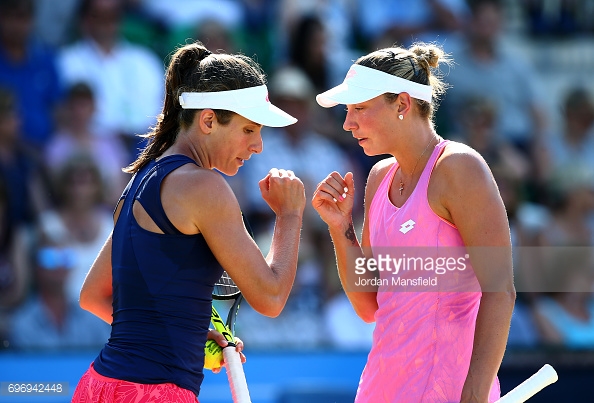 Konta has also been competing in the doubles tournament in Nottingham. (picture: Getty Images / Jordan Mansfield)