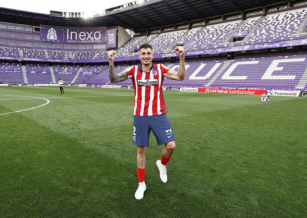 Giménez celebrando el título de liga / Atleti