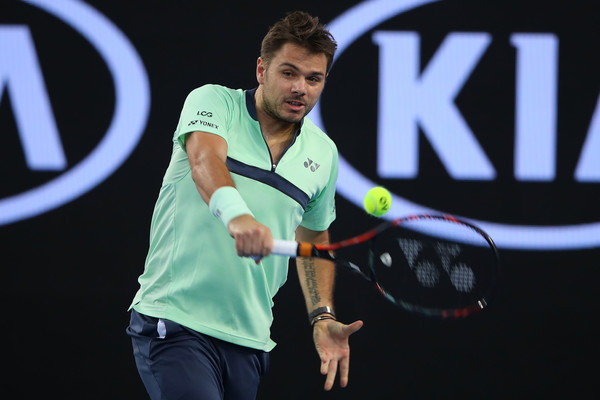 Stan Wawrinka hits a backhand at the Australian Open. He has struggled with injury since last season. Photo: Mark Kolbe/Getty Images