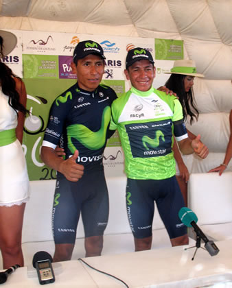 Los Quintana, antes de atender a los medios. (Foto: Pablo Cercosimo / Tour de San Luis)