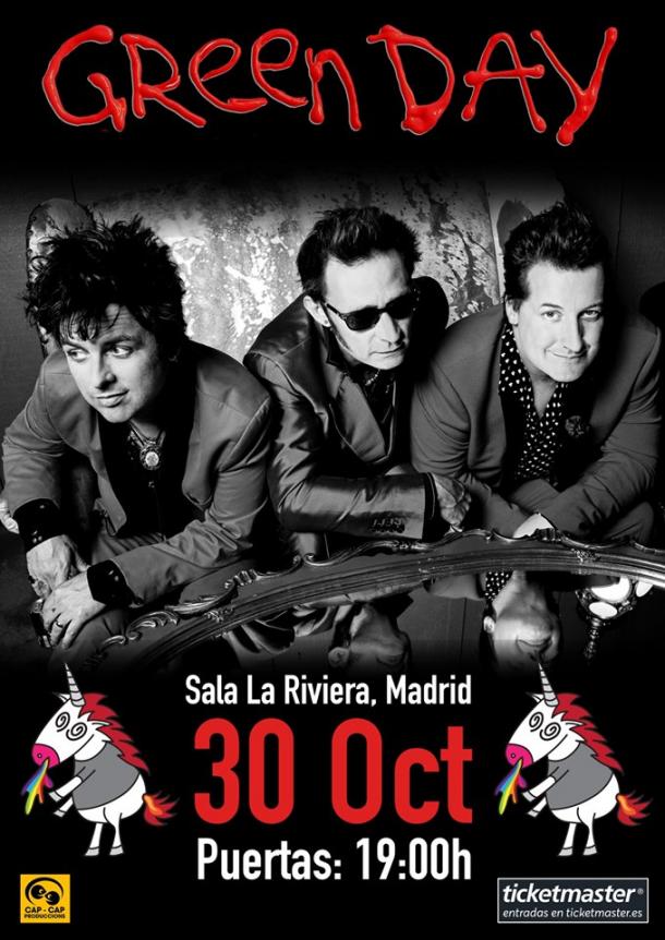 Cartel Oficial del concierto de Green Day en Madrid