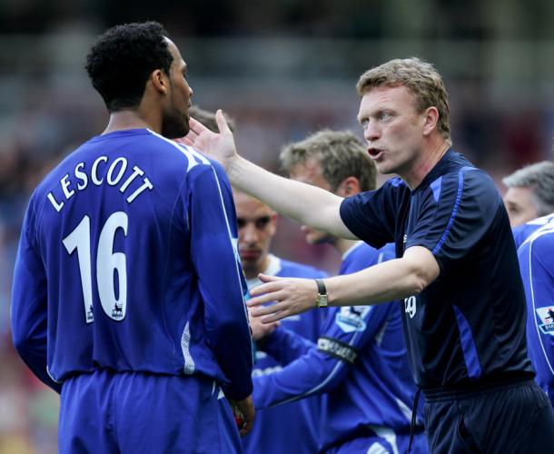 Moyes y Lescott durante su etapa en el Everton. Foto: Premier League