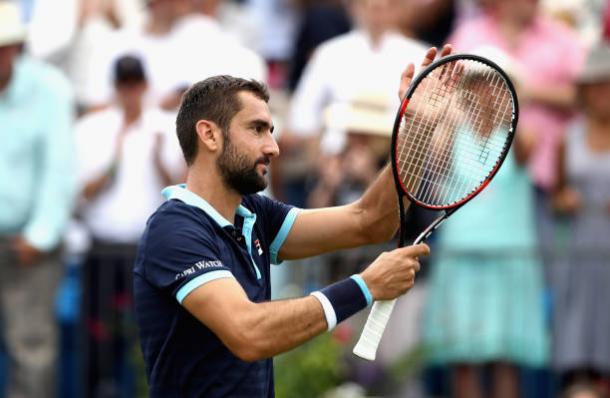 Marin Cilic celebrates his straight sets victory today (Getty/Julian Finney)