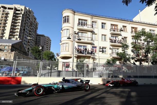Vettel accused Hamilton of brake-checking him. | Photo: Getty Images/Mark Thompson