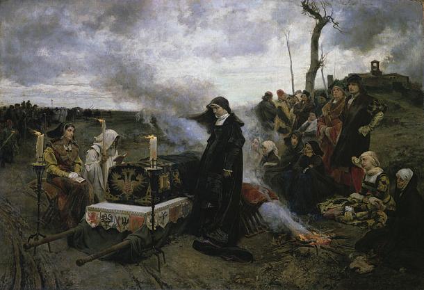 Juana I ante la tumba de su difunto esposo | Fuente: WikiCommons