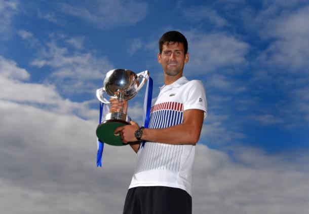 Djokovic after claiming the title in Eastbourne (Getty/Mike Hewitt)