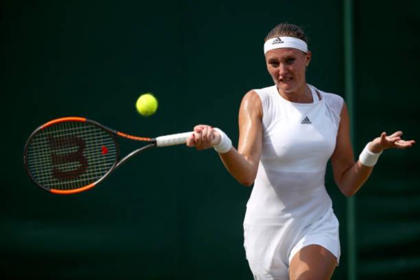 Kristina Mladenovic in action at Wimbledon this year (Getty/Julian Finney)