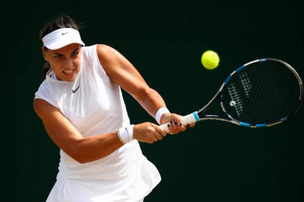 Ana Konjuh will look to attack as much as possible when she faces the five-time champion on Centre Court (Getty/Clive Brunskill)