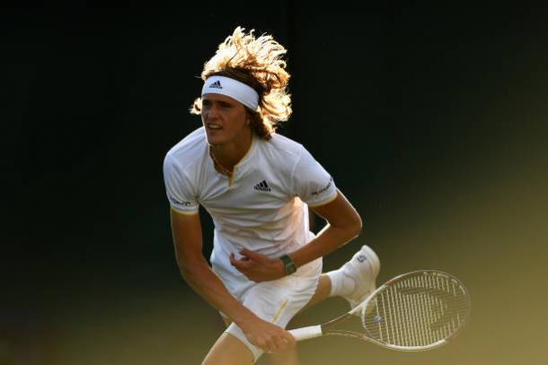 Alexander Zverev in action at Wimbledon (Getty/)