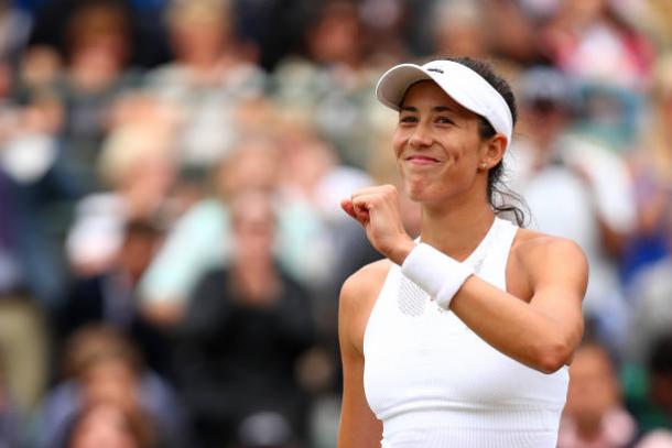 Garbine Muguruza celebrating her quarterfinal win over Svetlana Kuznetsova (Getty/Clive Brunskill)