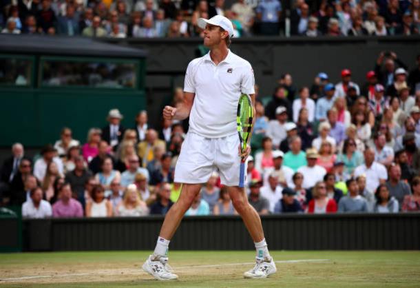 Sam Querrey celebrates his quarterfinal win over Andy Murray (Getty/Clive Brunskill)