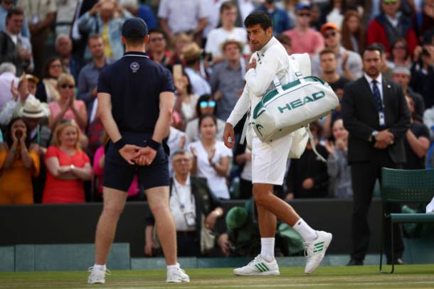 Djokovic leaves court in what proved to be his final appearance of the year (Getty/Julian Finney)