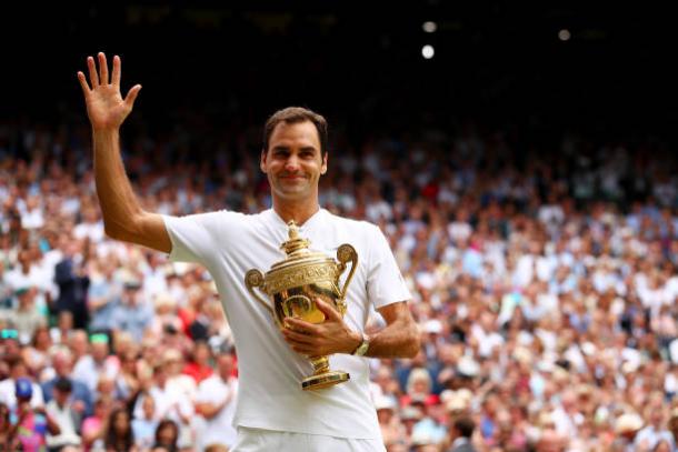 Federer with his eighth Wimbledon title (Getty/Clive Brunskill)