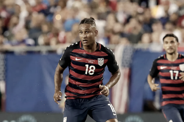 Juan Agudelo playing for the U.S. Men's National Team | Source: Mike Carlson - Getty Images