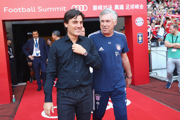 Milan de Montella e Bayern de Ancelotti se enfrentam na pré-temporada, na China (Foto: Alexander Hassenstein/Bongarts/Getty Images)