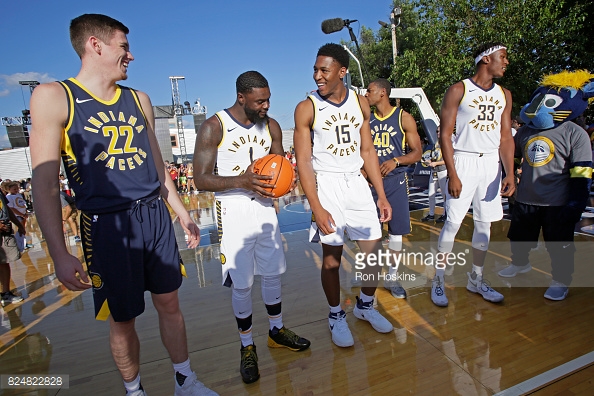 Members of the Pacers model their new Nike kit | Source: Getty Images