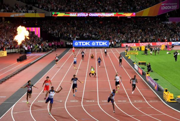 The aftermath of the race, with Britain having taken gold (Getty/David Ramos)