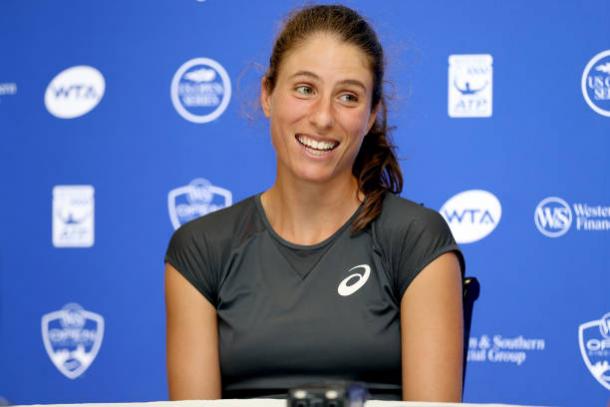 Konta during a Western and Southern Open press conference (Getty/Matthew Stockman)