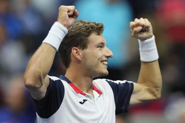 Carreno Busta celebrates his fourth round win (Getty/Elsa)