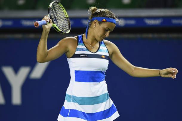 Puig struggled to consistently hold off Muguruza today, often losing the big points (Getty/Matt Roberts)