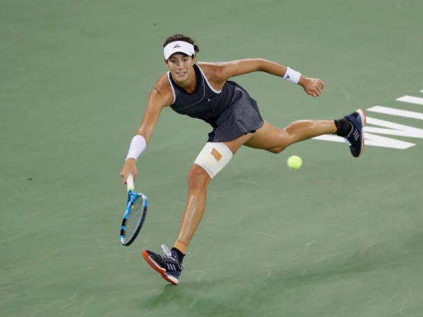 Muguruza impressed in the first set but was eventually overpowered by the Latvian (Getty/Kevin Lee)
