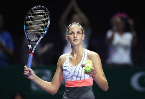 Pliskova celebrates following her second win in Singapore this year (Getty/Julian Finney)