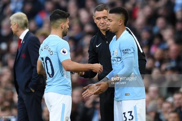 Sergio Agüero and Gabriel Jesus have been competing for a place in Guardiola's starting line-up. (picture: Getty images / Oli Scarff)