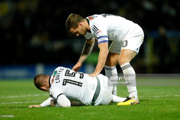 The reverse fixture was marred by an injury to Blades midfielder Paul Coutts. (picture: Getty Images / Malcolm Cousins)