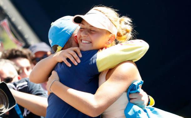 Marta Kostyuk celebrates her first ever Grand Slam win (Getty/Scott Barbour)