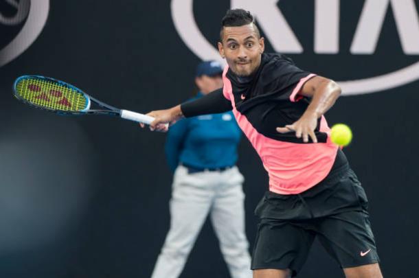 Kyrgios put in another fine performance to secure his place in the second week (Getty/Cameron Spencer)