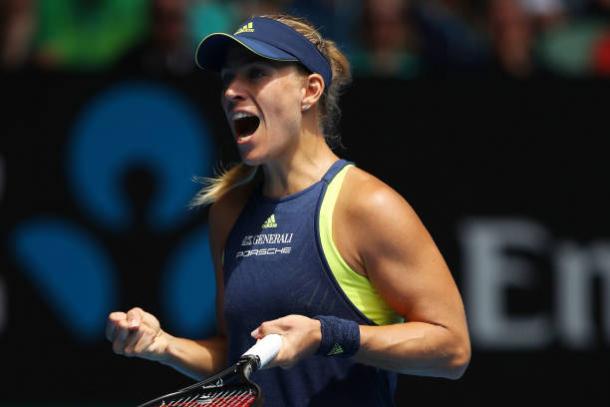 Angelique Kerber celebrates her quarterfinal victory (Getty/Cameron Spencer)