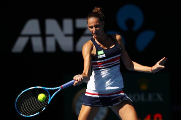 Pliskova's wait for a first Major title must go on, as she struggled to match Halep in their last eight clash (Getty/Clive Brunskill)