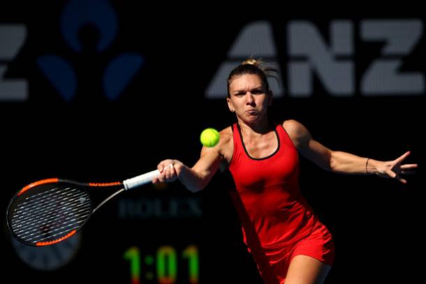 Halep started slowly but eventually proved too strong for the world number six, on the Rod Laver Arena (Getty/Clive Brunskill)