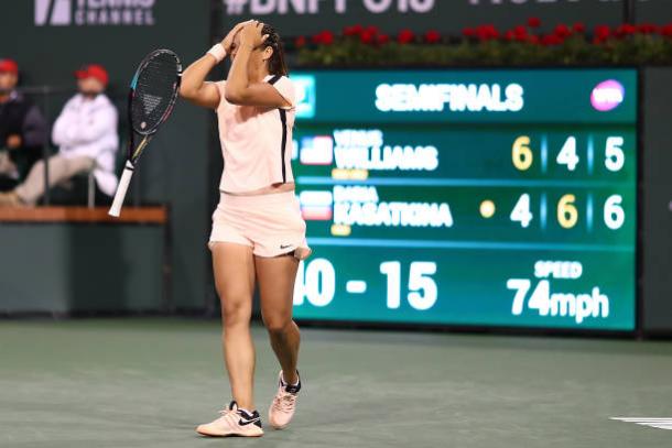 Kasatkina celebrates her semifinal win over Venus Williams (Getty/Joe Scarnici)