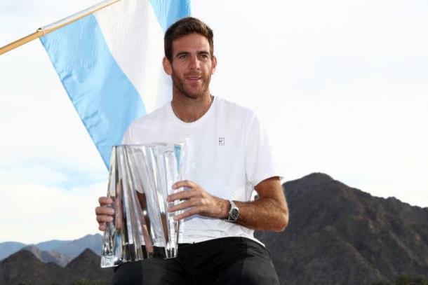 Del Potro poses with his Indian Wells title- his first ever Masters 1000 victory (Getty/Matthew Stockman)