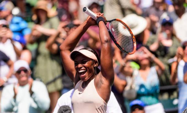 Stephens celebrates winning her sixth WTA Tour title (Getty Images Sport/Mike Frey)