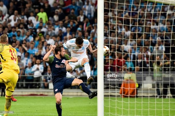 Florian Thauvin scores the first goal for Marseille. | Photo: Alexandre Dimou/Icon Sport via Getty Images.