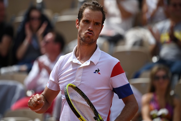 Richard Gasquet celebrates advancing to the third round (Photo: Eric Feferberg/Getty Images)