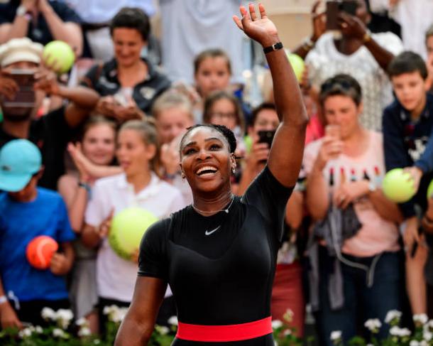 Serena Williams celebrates her third round win over Julia Goerges- the match where she sustained her injury (Getty/Mike Frey)