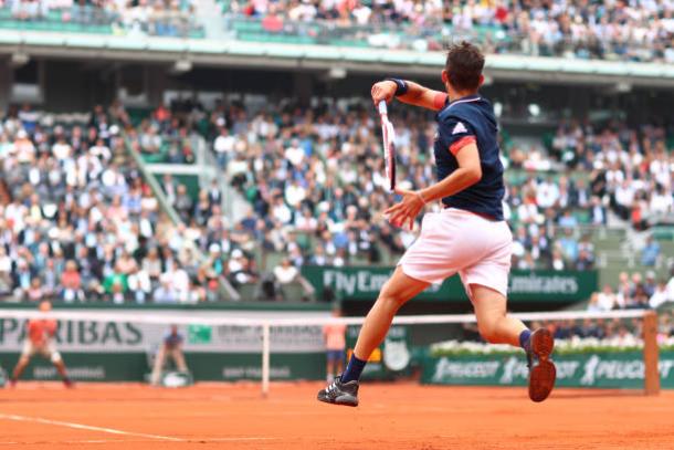 Thiem in action during his last eight victory today (Getty/Clive Brunskill)