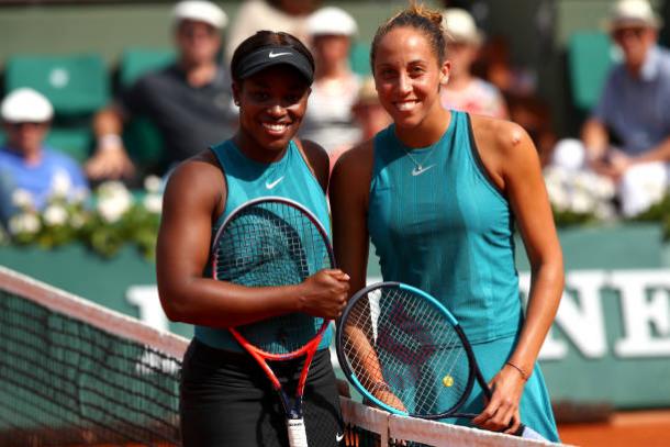 Stephens and Keys pose before the semifinal (Getty/Clive Brunskill)