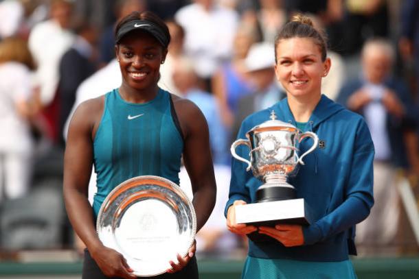 Stephens and Halep together after the final (Getty/Cameron Spencer)