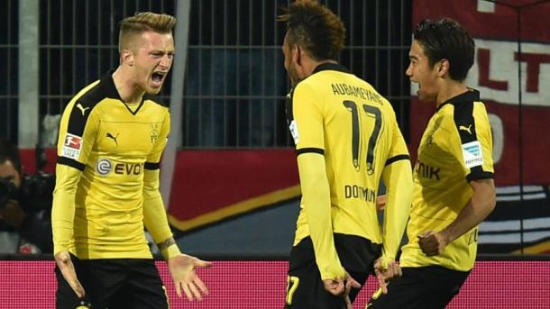 Reus celebrating his opener against Mainz the last time the two met | Photo: kicker