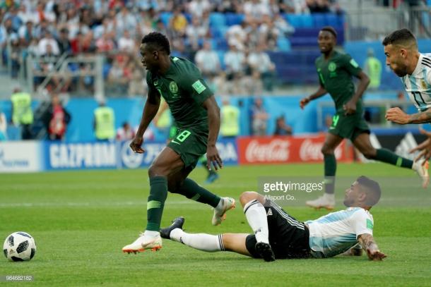 Oghenekaro Etebo made an impact for Nigeria at the 2018 World Cup. (picture: Getty Images / Allsport Co.)