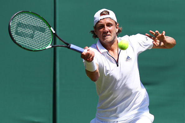 Lucas Pouille hits a forehand shot (Photo: Matthew Lewis/Getty Image)
